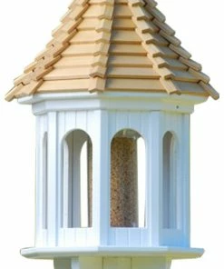 The Birdhouse Chick Vinyl Bird Feeders Large Gazebo Bird Feeder-Vinyl With Cypress Roof 14x36