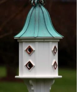 The Birdhouse Chick Copper Roof Dovecote Birdhouse 36x14 Ribbon Detail- 8 Portals Copper Roof Birdhouses