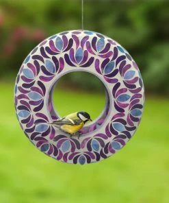 Woodlink Blossom Mosaic Glass Fly-Thru Feeder Unique Bird Feeders
