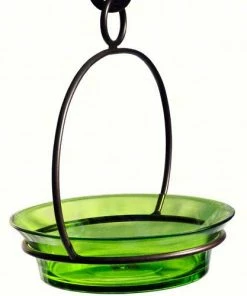 Couronne Unique Bird Feeders Glass Globe Dish Feeder/Mini-Bath- Red Or Lime