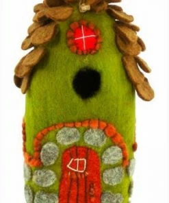 DZI Handmade Designs Felted Wool Birdhouse-Forest House Unique Birdhouses