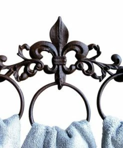 The Birdhouse Chick Fleur De Lis Iron Towel Rack Plaques, Stepping Stones & Wall Decor