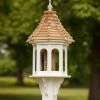 The Birdhouse Chick Vinyl Bird Feeders Large Gazebo Bird Feeder-Vinyl With Cypress Roof 14x36