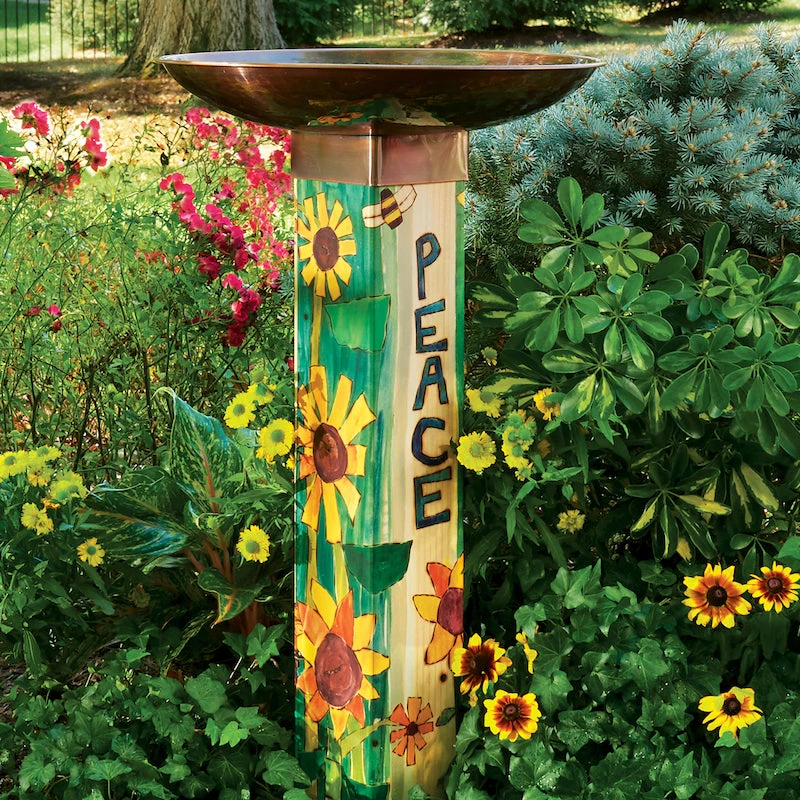 Studio M Peace Pedestal Bird Bath- Retired Design Staked & Pedestal Bird Baths
