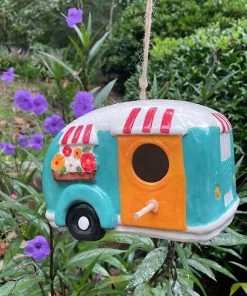 The Birdhouse Chick Unique Birdhouses Ceramic Camper Birdhouse