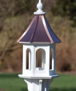 The Birdhouse Chick Copper Roof Bird Feeders Copper Roof Multi-Sided Bird Feeder - 28x10