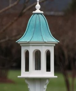 The Birdhouse Chick Copper Roof Bird Feeders Copper Roof Bird Feeder Multi-Sided Large Openings - 36x14