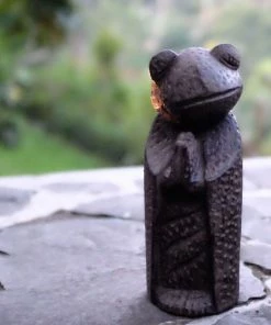 The Birdhouse Chick Namaste Frog Sculpture